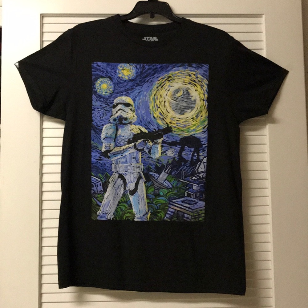 Black Star Wars Starry Night T-Shirt